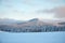 Beautiful, mesmerising view of Fire Peak in the Rhodopy Mountain. Cloudy mountain peak during the winter with hidden wild life.