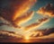Beautiful and Mesmerizing Sunset sky background Clouds Sun - Ai image