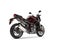 Beautiful metallic dark red modern sports motorcycle - tail view
