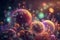 Beautiful microworld, close-up view of microorganisms, ai illustration