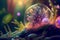 Beautiful microworld, close-up view of microorganisms, ai illustration