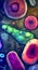 Beautiful microworld, close-up view of microorganisms, generative ai illustration