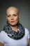 Beautiful middle age woman cancer patient without hair