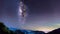 Beautiful Milky Way Galaxy background with mountain ranges