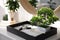 Beautiful miniature zen garden on white table