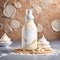 A beautiful mockup of a meringue cream bottle without a label with a place for your inscription, logo or text on a background of