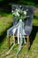 Beautiful modern lush bridal bouquet is standing