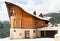 Beautiful modern wooden house covered in snow, ski resort Donovaly