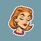 Beautiful modest retro girl head sticker label