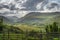 Beautiful Molls Gap with Owenreagh River valley and MacGillycuddys Reeks mountains