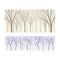 Beautiful monochrome seamless background with lifeless forest trees silhouettes set. Early spring, late autumn or winter
