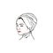 Beautiful Monochrome Turban Girl Hairstyle, Moslem Hijab Girl Vector Design. Logo, Icon, Sign, Illustration