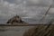 Beautiful Mont Saint Michel cathedral on the island, Normandy, Northern France, Europe. with livestock of sheeps. View at the Mont