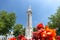 Beautiful `Monumento a la Inmaculada` in the center of Seville city.