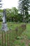 Beautiful monuments set among other headstones,rusted fences and green grass, Greenridge Cemetery,Saratoga Springs, New York, 2018