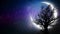 Beautiful moon on dark background, night fantasy, shooting stars, loop animation background.