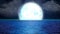 Beautiful moon on ocean, night stars, night fantasy, loop animation background.