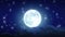 Beautiful Moon Shine with Stars and Clouds. Looped animation. HD 1080