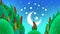Beautiful moon and stars on mountain, looped animation background.