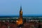 Beautiful moonrise over the church, Alsace