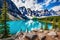 Beautiful Moraine lake in Banff National Park, Alberta, Canada, Moraine lake panorama in Banff National Park, Alberta, Canada, AI