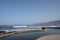 Beautiful morning with clear blue sky and wavy ocean in Las Americas, Tenerife, Canary Islands, Spain