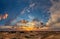 Beautiful morning desert landscape at sunrise with dunes