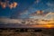 Beautiful morning desert landscape at sunrise with dunes