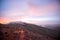 Beautiful morning landscape with burning sky and mountain