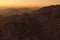 Beautiful morning landscape of Mount Sinai Mount Horeb, Gabal Musa, Moses Mount during sunrise. Sinai Peninsula of Egypt.