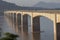 Beautiful morning light of lao-japan friendship bridge crossing