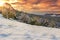 Beautiful morning lights and winter panorama,Carpathians,Transylvania,Romania