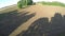 Beautiful morning shadows on freshly sowed field, aerial view