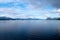 Beautiful morning sky over a fjord in Norway