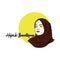 Beautiful Moslem Girl Hijab Line Art Vector Design. Logo, Icon, Sign, Illustration