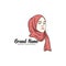 Beautiful Moslem Girl Hijab Line Art Vector Design. Logo, Icon, Sign, Illustration