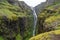 Beautiful mossy canyon at Glymur Waterfall in Iceland