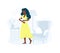 Beautiful mother holding baby in yellow dress vector illustration. Afro american female with child in arms flat style