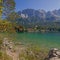 Beautiful mountain lake eibsee and zugspitze massif