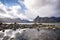 Beautiful mountain and lake landscape in a morning, Lofoten, Norway