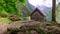 Beautiful mountain lake Obersee with old wooden cottage, Alps, Germany