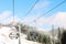 Beautiful mountain landscape with chairlift. Winter