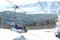 Beautiful mountain landscape with chairlift. Winter
