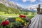 Beautiful mountain landscape of the Dolomites . Santa Cristina Valgardena. Italy