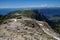 Beautiful mountain landscape in the dolomites and view to distinctiv schlern peak