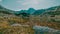 Beautiful mountain landscape. A lake surrounded by mountains in Retezat National Park