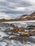 Beautiful mountain landscape, panorama. Snowy peak