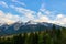 Beautiful mountain landscape - panoramic view of the Carpathian Mountains, shows how far the cows graze. Summer photo of mountain