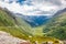 Beautiful mountain landscape in summer time, road through the mo