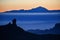Beautiful mountain landscape, sunset silhouette, Gran Canaria